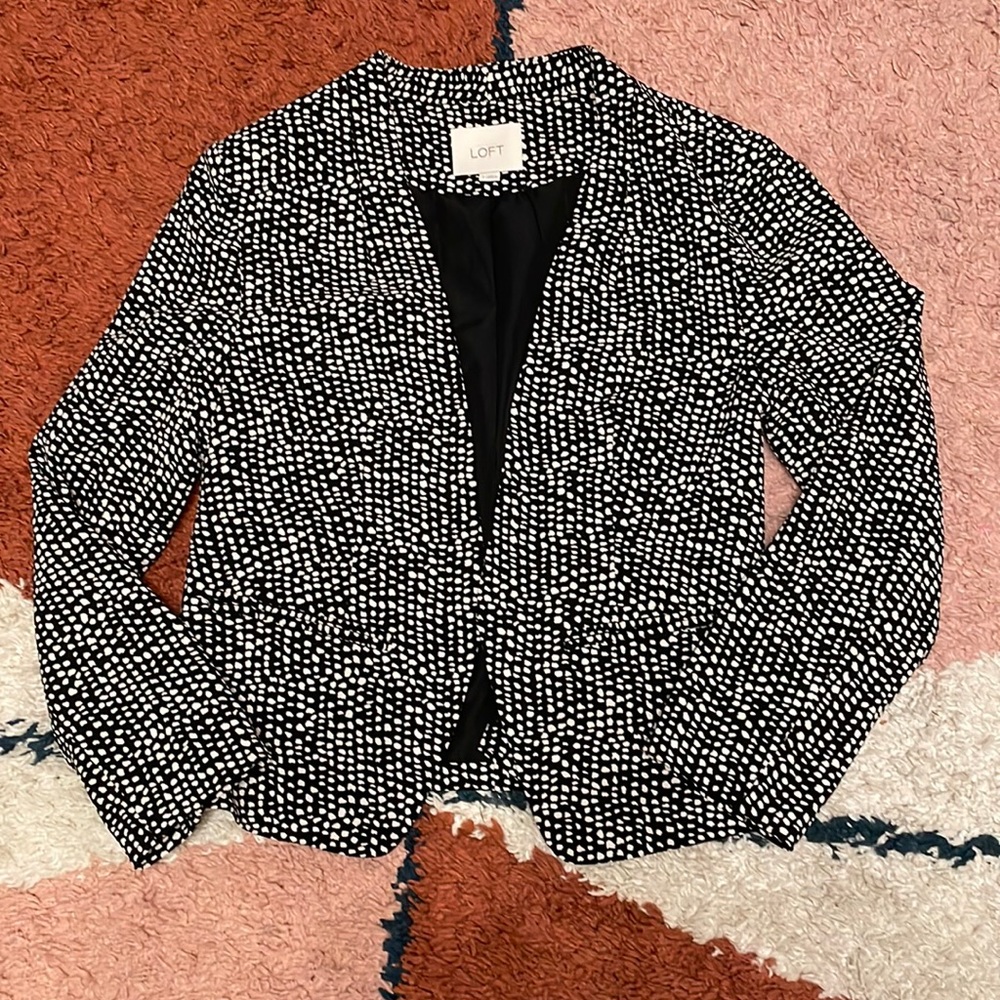 LOFT Black and White Dot Blazer
